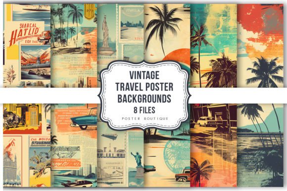 Download Vintage Travel Poster Backgrounds Pack - Travel Collection