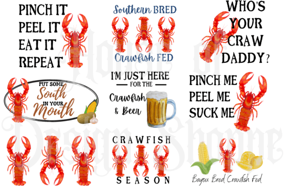 Download Set of 9 300dpi Individual Crawfish PNGs - Png Collection