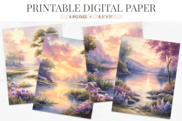 Download Pastel River Sunset Junk Journal Papers - Sunset Collection