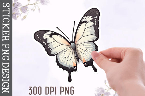 Download White Grey Butterfly Sticker PNG - Png Collection