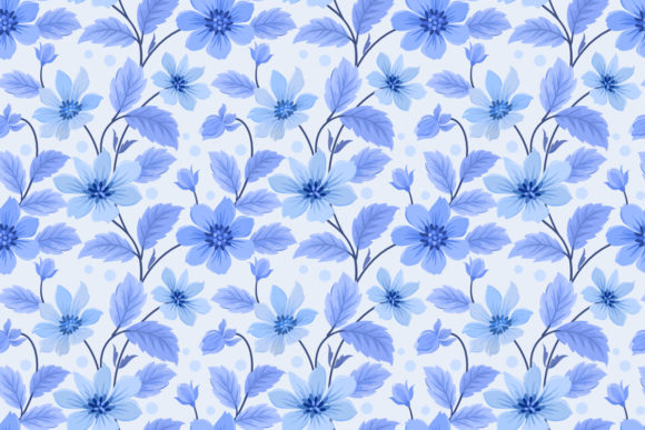 Download Seamless Flowers with Monochrome Blue. - Seamless flowers Collection