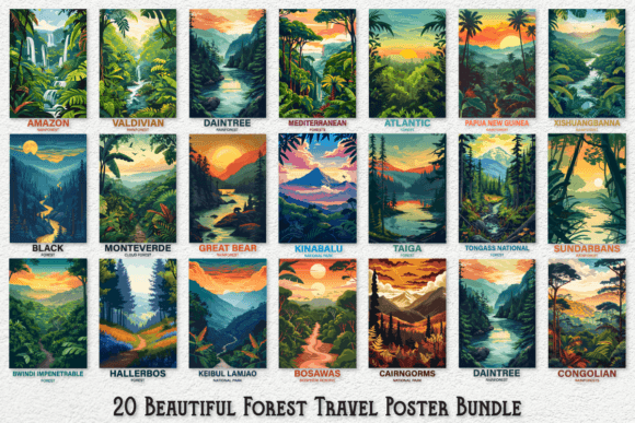 Download Beautiful Forest Travel Poster Bundle - Travel Collection