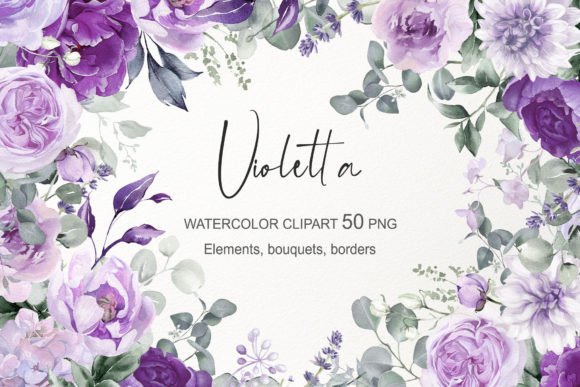 Download Purple Watercolor Flowers Clipart PNG - Png Collection