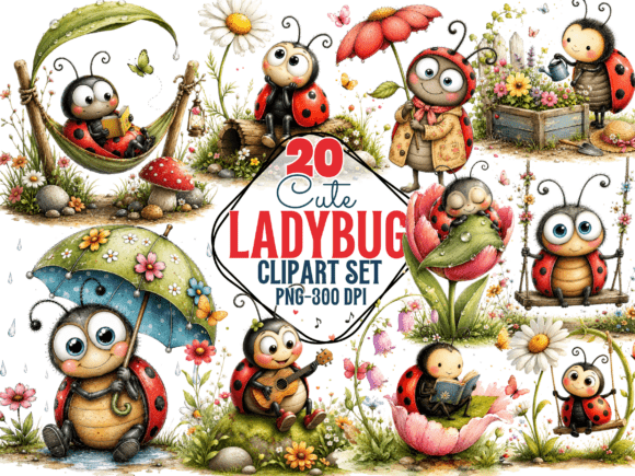 Download Ladybug Clipart Set PNG , Spring Bug - Png Collection