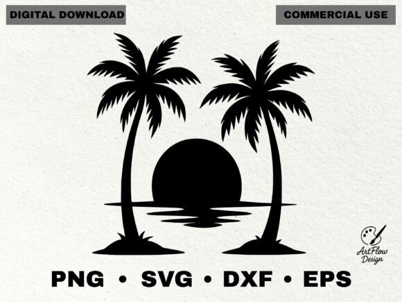 Download Tropical Sunset Palm Trees Silhouette - Sunset Collection