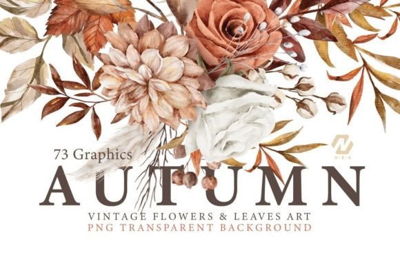 Download Vintage Autumn Flower Leaves PNG Clipart - Png Collection