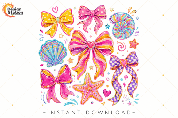 Download Coquette Summer Bow PNG, Colorful Beach - Png Collection