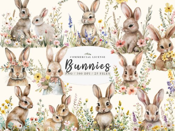 Download Baby Bunny Clipart, Floral Bunny Png - Png Collection