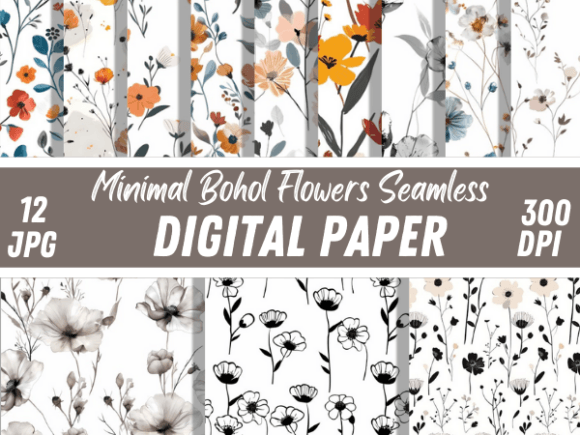 Download Minimal Boho Seamless Flowers Patterns - Seamless flowers Collection