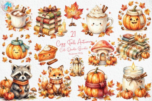 Download Cozy Fall Autumn Cute Doodle Bundle PNG - Png Collection