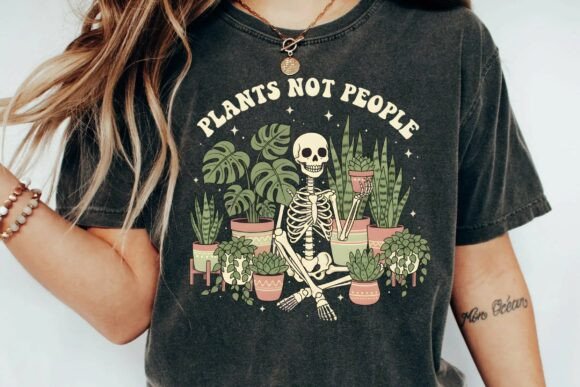Download Retro Skeleton Gardening Plants Not People Vintage Boho Plant Lover Png - Png Collection