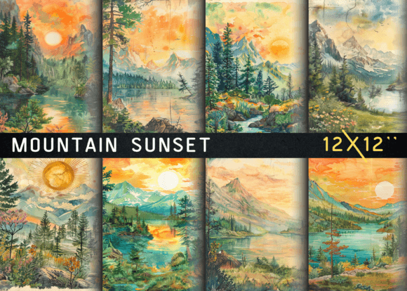 Download Mountain Sunset Junk Journal Page - Sunset Collection